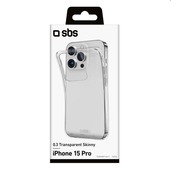 Zadný kryt SBS Skinny pre Apple iPhone 15 Pro, transparentná