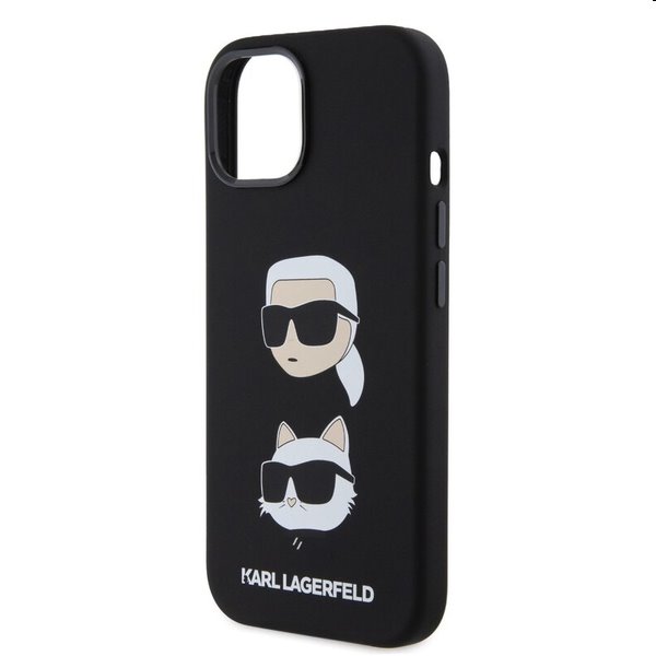 Zadný kryt Karl Lagerfeld Liquid Silicone Karl and Choupette Heads pre Apple iPhone 15 Plus, čierna