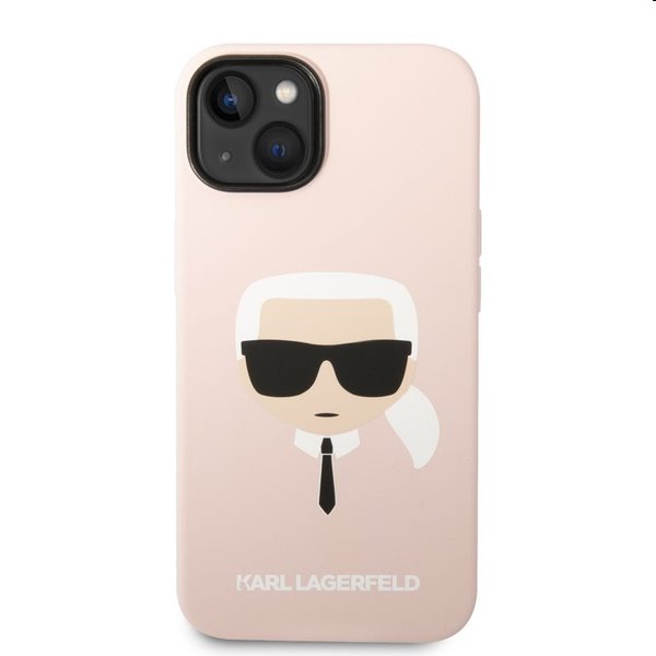 Zadný kryt Karl Lagerfeld MagSafe Liquid Silicone Karl Head pre Apple iPhone 14, ružová