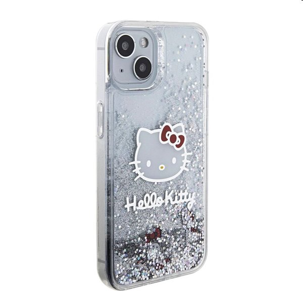 Zadný krytHello Kitty Liquid Glitter Electroplating Head Logo pre Apple iPhone 15, transparentná