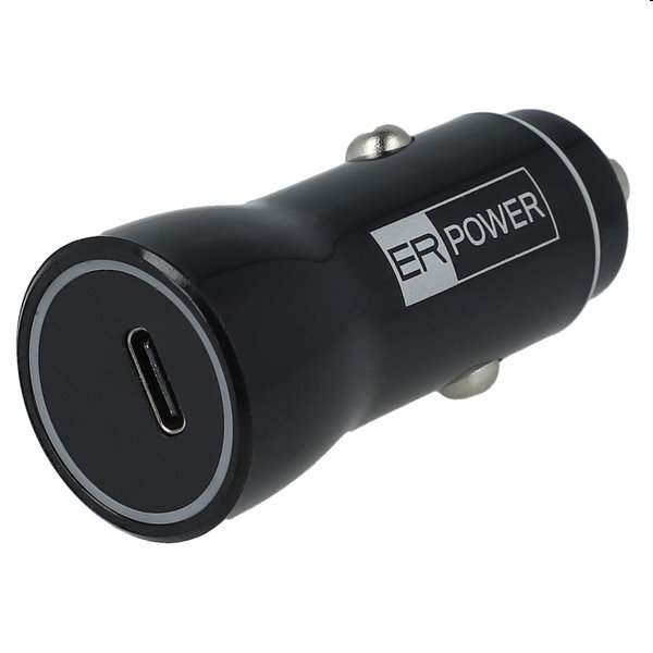 ER POWER Autonabíjačka s USB-C, PD, 20 W, čierna