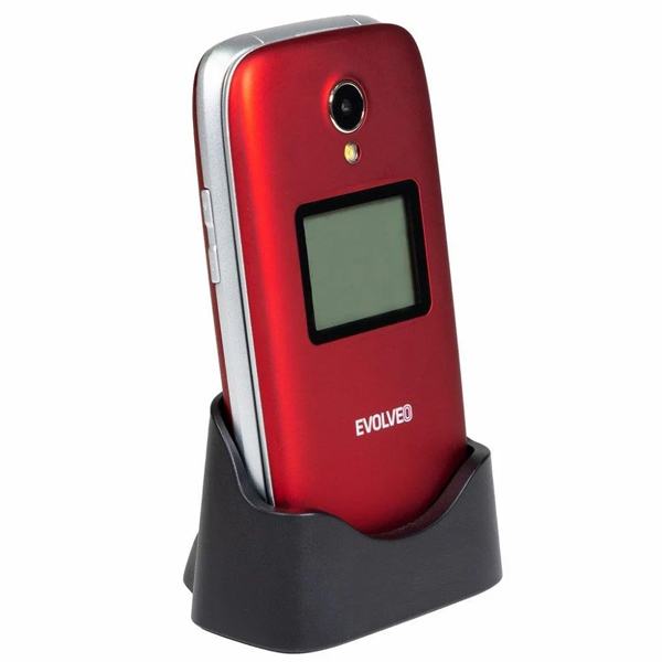 Evolveo EasyPhone FS, vyklápací mobilný telefón 2.8 " pre seniorov s nabíjacím stojanom, červený