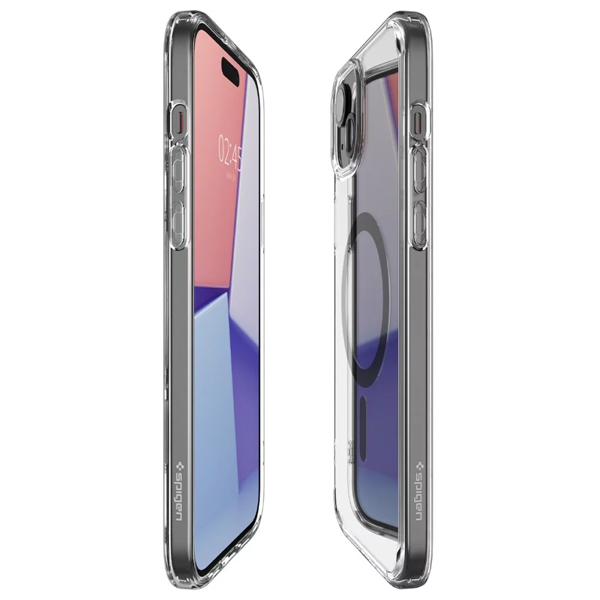 Puzdro Spigen Ultra Hybrid MagSafe pre Apple iPhone 15, transparentné/grafit