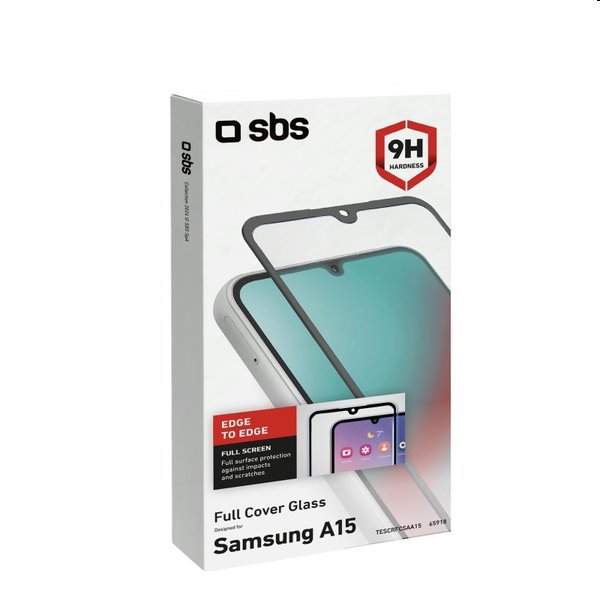 Tvrdené sklo SBS Full Cover pre Samsung Galaxy A15 5G, čierna