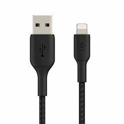 Opletený kábel Belkin USB-A na Lightning 15cm, čierny | mp3.sk
