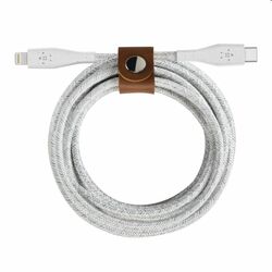 Nylónový odolný kábel Belkin DuraTek USB-C na Lightning 1.2m, biely