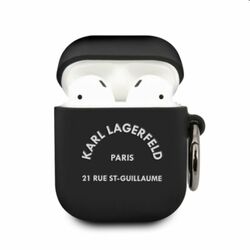 Karl Lagerfeld Rue St Guillaume silikónový obal pre Apple AirPods 1/2, čierny