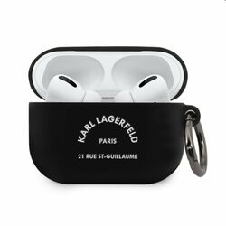 Karl Lagerfeld Rue St Guillaume silikónový obal pre Apple AirPods Pro, čierne