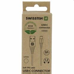 Swissten Data Cable Textile USB / USB-C 1,2 m, biely, eco balenie
