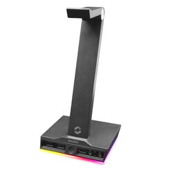 Stojan na slúchadlá Speedlink Excello Illuminated, 3-Port USB 2.0 Hub, zvuková karta, čierny foto