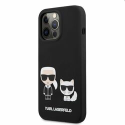 Zadný Karl Lagerfeld and Choupette Liquid Silicone for iPhone 13 Pro, čierna