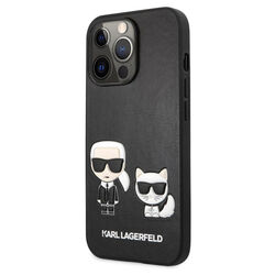 Zadný Karl Lagerfeld and ChoupettePU Leather pre iPhone 13 Pro, čierna