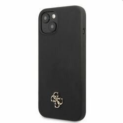 Zadný kryt Guess 4G Silicone Metal Logo pre Apple iPhone 13 mini, čierna