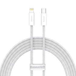 Baseus rýchlo nabíjací dátový kábel USB-C/Lightning 2 m, biely