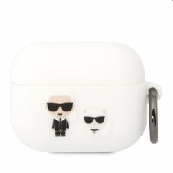 Karl Lagerfeld and Choupette silikónový obal pre Apple Airpods Pro, biely