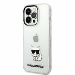 Puzdro Karl Lagerfeld Choupette Logo pre Apple iPhone 14 Pro Max, transparent