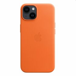 Kožený zadný kryt pre Apple iPhone 14 s MagSafe, oranžová | mp3.sk