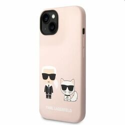 Zadný Karl Lagerfeld and Choupette Liquid Silicone pre Apple iPhone 14, ružová