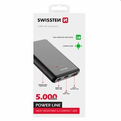 Swissten Power Line powerbanka 5 000 mAh 10 W, čierna foto