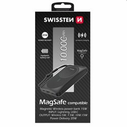 Swissten powerbanka MagSafe 10 000 mAh, čierna foto