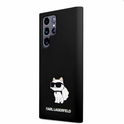 Puzdro Karl Lagerfeld Liquid Silicone Choupette NFT pre Samsung Galaxy S23 Ultra, čierne