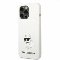 Zadný kryt Karl Lagerfeld Liquid Silicone Choupette NFT pre Apple iPhone 13 Pro Max, biela