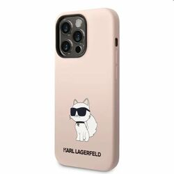 Zadný kryt Karl Lagerfeld Liquid Silicone Choupette NFT pre Apple iPhone 14 Pro, ružová