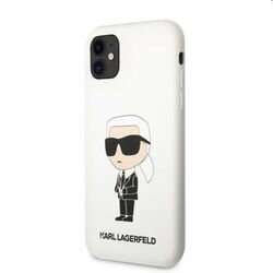 Zadný kryt Karl Lagerfeld Liquid Silicone Ikonik NFT pre Apple iPhone 11, biela
