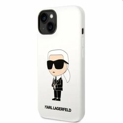 Zadný kryt Karl Lagerfeld Liquid Silicone Ikonik NFT pre Apple iPhone 14, biela