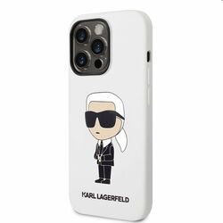 Zadný kryt Karl Lagerfeld Liquid Silicone Ikonik NFT pre Apple iPhone 14 Pro, biela