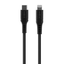 FIXED Dátový a nabíjací Liquid silicone kábel USB-C/Lightning MFi, PD, 1,2 m, čierny