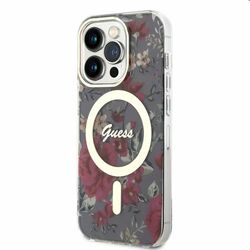 Zadný kryt Guess PC/TPU Flowers IML MagSafe for Apple iPhone 14 Pro Max, kaki