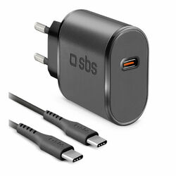 SBS Cestovná nabíjacia sada USB-C 15 W, kábel USB-C/USB-C, 1 m, čierna foto
