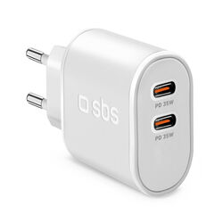 SBS Cestovný adaptér 2 x USB-C, PD, 35 W, biela foto