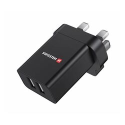 Sieťový Adaptér Swissten 2 x USB 10,5 W pre UK, čierna | mp3.sk