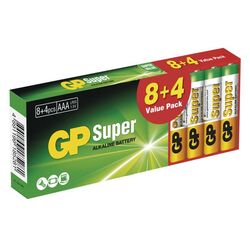 GP alkalická batéria SUPER AAA (LR03) 8+4DB