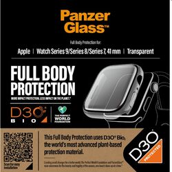 Tvrdené sklo Full Body D3O PanzerGlass pre Apple Watch 9, 8, 7 41 mm, priesvitné foto