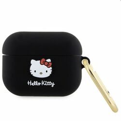 Hello Kitty Liquid Silicone 3D Kitty Head Logo obal pre Apple AirPods Pro, čierny