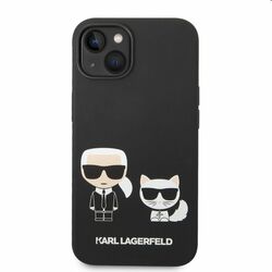 Zadný Karl Lagerfeld and Choupette Liquid Silicone pre Apple iPhone 14, čierna