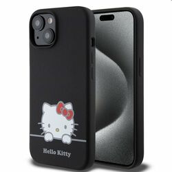 Zadný kryt Hello Kitty Liquid Silicone Daydreaming Logo pre Apple iPhone 15, čierna | mp3.sk