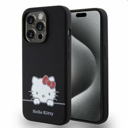 Zadný kryt Hello Kitty Liquid Silicone Daydreaming Logo pre Apple iPhone 15 Pro, čierna foto