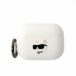 Karl Lagerfeld 3D Logo NFT Choupette Head silikónový obal pre Apple AirPods Pro 2, biely