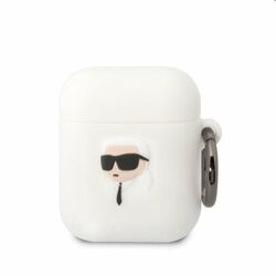 Karl Lagerfeld 3D Logo NFT Karl Head silikónový obal pre Apple AirPods 1/2, biele