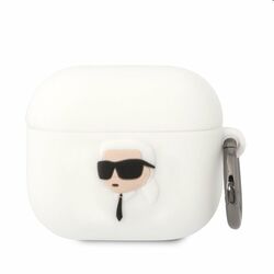 Karl Lagerfeld 3D Logo NFT Karl Head silikónový obal pre Apple AirPods 3, biely