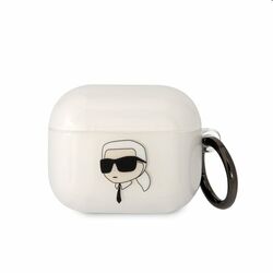 Karl Lagerfeld 3D Logo NFT Karl Head TPU obal pre Apple AirPods 3, biely
