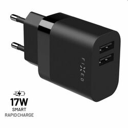FIXED Sieťová nabíjačka Smart Rapid Charge s 2 x USB, 17 W, čierna foto