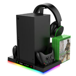 iPega XBX023S multifunkčný nabíjací RGB stojan s chladením pre Xbox Series X, čierny foto
