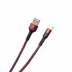 MobilNET Dátový a nabíjací kábel TPU USB/USB-C, 2A, 1m, bordový | mp3.sk