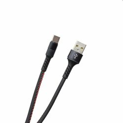 MobilNET Dátový a nabíjací kábel TPU USB/USB-C, 2A, 1m, čierny foto