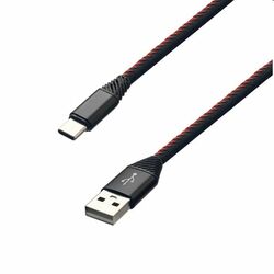 MobilNET Dátový a nabíjací kábel TPU USB/USB-C, 2A, 2m, čierny | mp3.sk